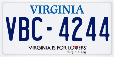 VA license plate VBC4244