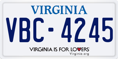 VA license plate VBC4245