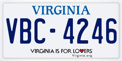 VA license plate VBC4246