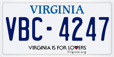 VA license plate VBC4247