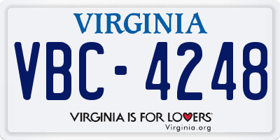 VA license plate VBC4248