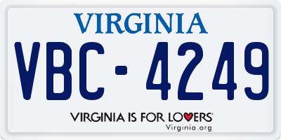 VA license plate VBC4249