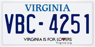 VA license plate VBC4251