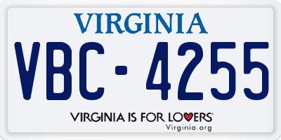 VA license plate VBC4255