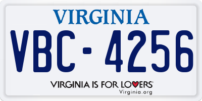 VA license plate VBC4256