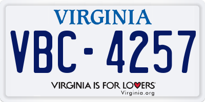 VA license plate VBC4257
