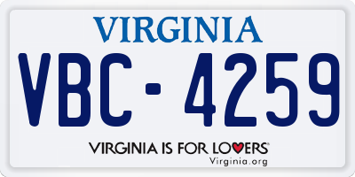 VA license plate VBC4259