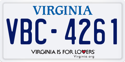 VA license plate VBC4261