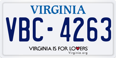 VA license plate VBC4263