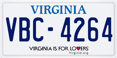 VA license plate VBC4264