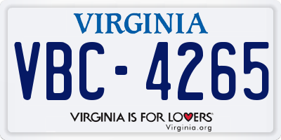 VA license plate VBC4265