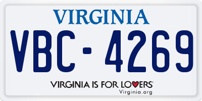 VA license plate VBC4269