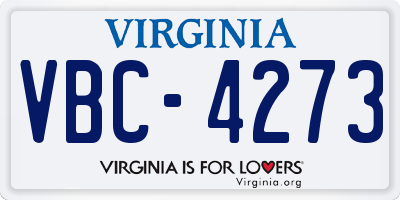 VA license plate VBC4273