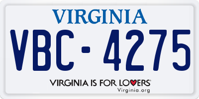 VA license plate VBC4275
