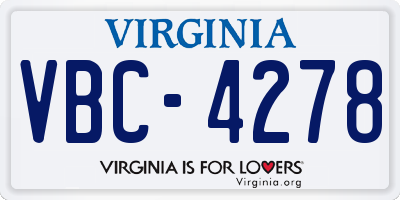 VA license plate VBC4278