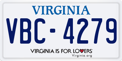 VA license plate VBC4279