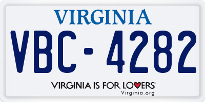 VA license plate VBC4282
