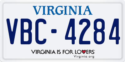 VA license plate VBC4284