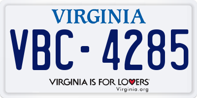 VA license plate VBC4285