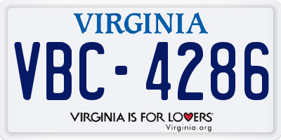 VA license plate VBC4286