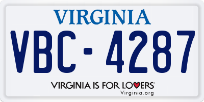 VA license plate VBC4287