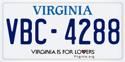 VA license plate VBC4288