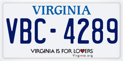 VA license plate VBC4289