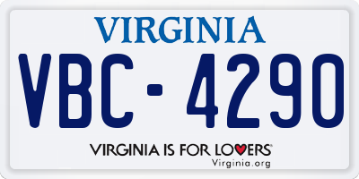 VA license plate VBC4290