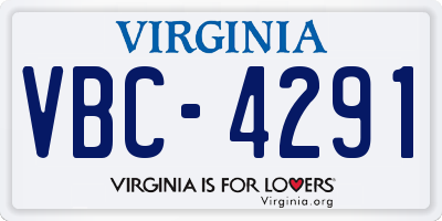 VA license plate VBC4291
