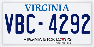 VA license plate VBC4292