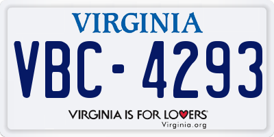 VA license plate VBC4293