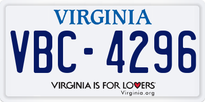 VA license plate VBC4296