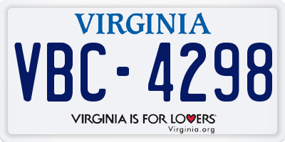 VA license plate VBC4298