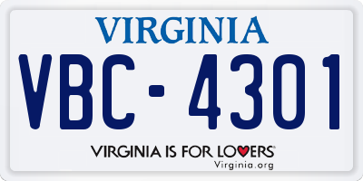 VA license plate VBC4301