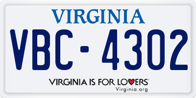 VA license plate VBC4302