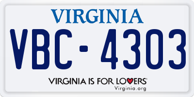 VA license plate VBC4303