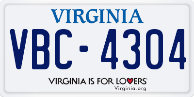 VA license plate VBC4304