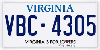 VA license plate VBC4305