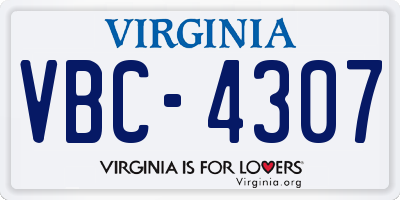 VA license plate VBC4307