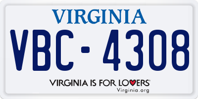 VA license plate VBC4308