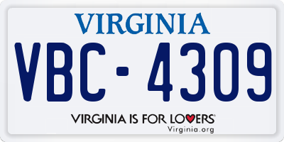 VA license plate VBC4309