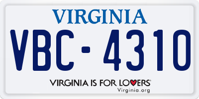 VA license plate VBC4310