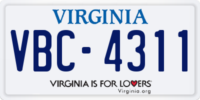 VA license plate VBC4311