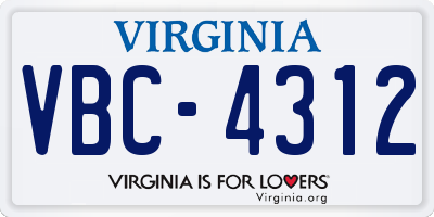 VA license plate VBC4312