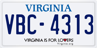 VA license plate VBC4313