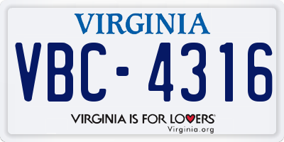 VA license plate VBC4316