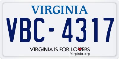 VA license plate VBC4317