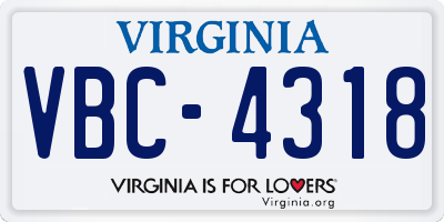 VA license plate VBC4318