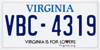 VA license plate VBC4319