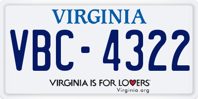 VA license plate VBC4322